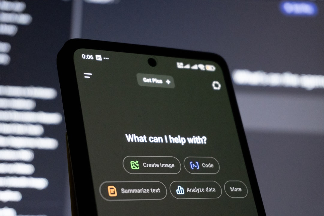 Smartphone screen displays ai chatbot interface
